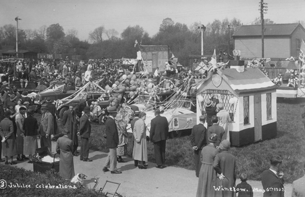 Procession forming outside station